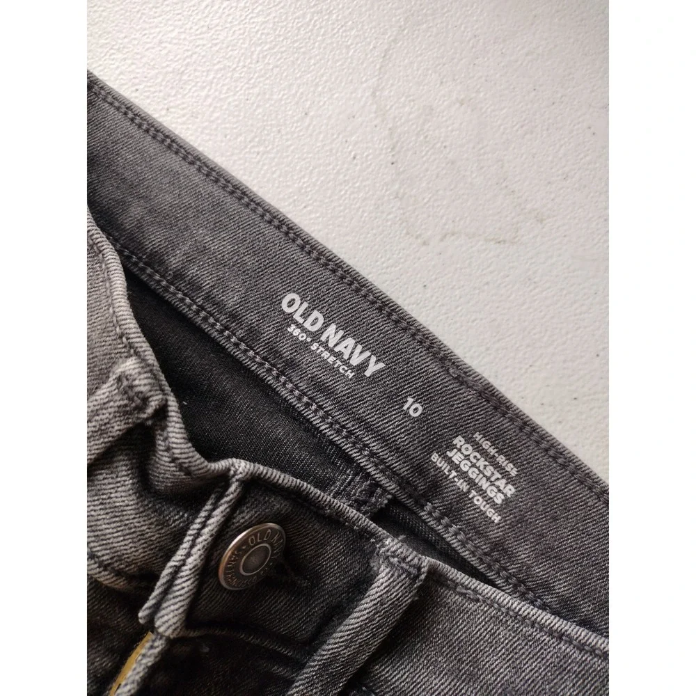 Old Navy Kids Girls Rockstar Jeggings High‎ Rise Distressed Washed Black Size 10